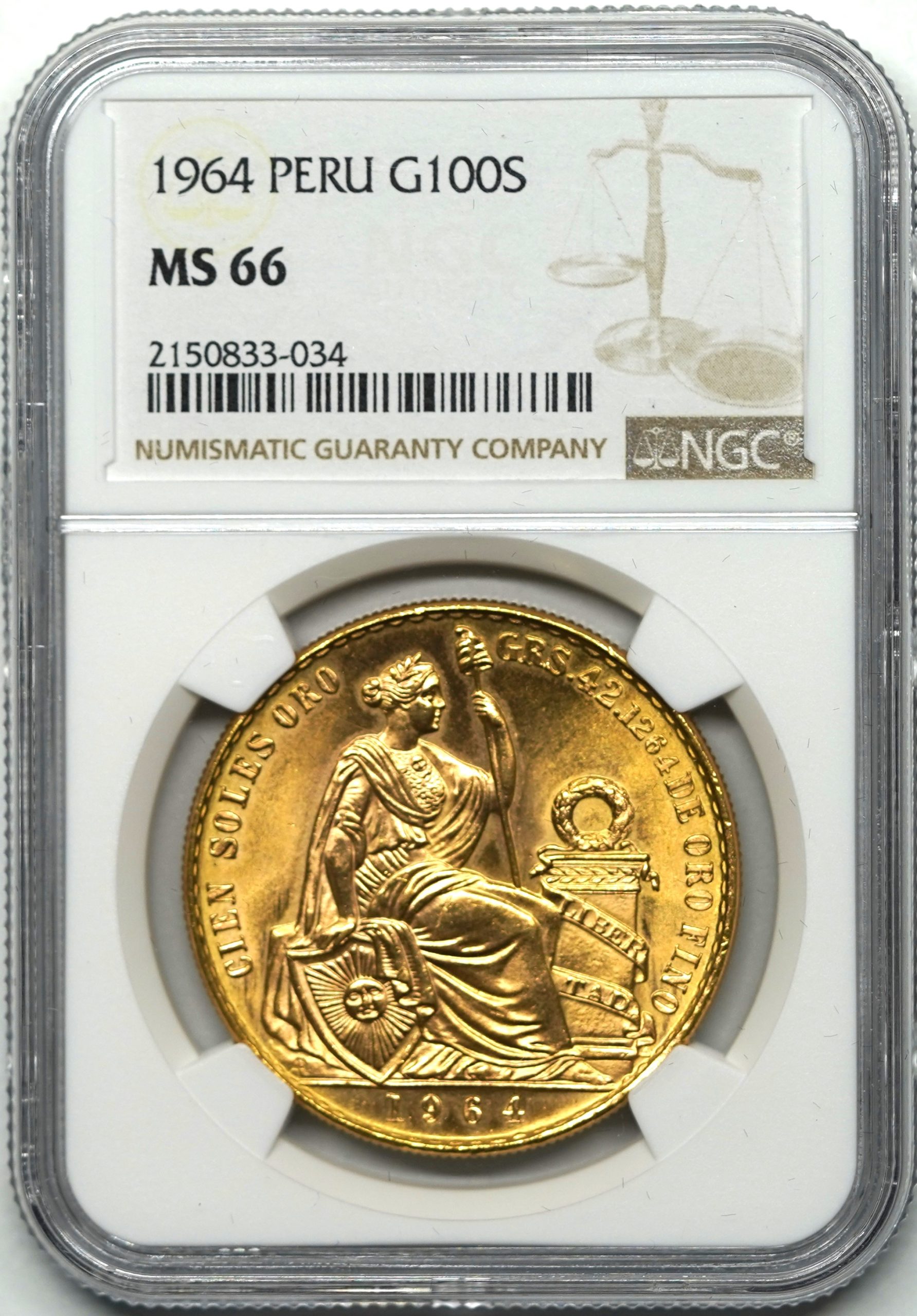 Sold】ペルー 1964年 100ソル金貨 MS66 NGC | ソブリンパートナーズ